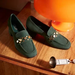Reqins MOCASSINS LIVY CUIR VELOURS VERT Outlet