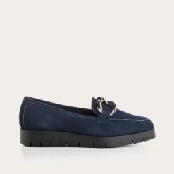 Reqins MOCASSINS NASTER CUIR VELOURS BLEU Hot