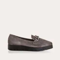 Reqins MOCASSINS NORA CUIR VELOURS ANTHRACITE Discount
