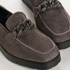 Reqins MOCASSINS NORA CUIR VELOURS ANTHRACITE Discount