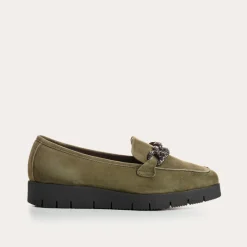 Reqins MOCASSINS NORA CUIR VELOURS VERT Discount