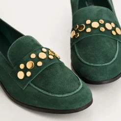 Reqins MOCASSINS PAVLA CUIR VELOURS VERT New