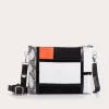Reqins POCHETTE CEZANNE MIX CUIR VELOURS/PYTHON NOIR/MANDARINE Hot