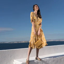 Reqins SAC CLEO CUIR VELOURS OCRE Hot